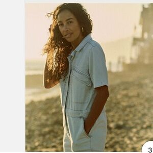 Faherty Blythe jumpsuit in light indigo wash